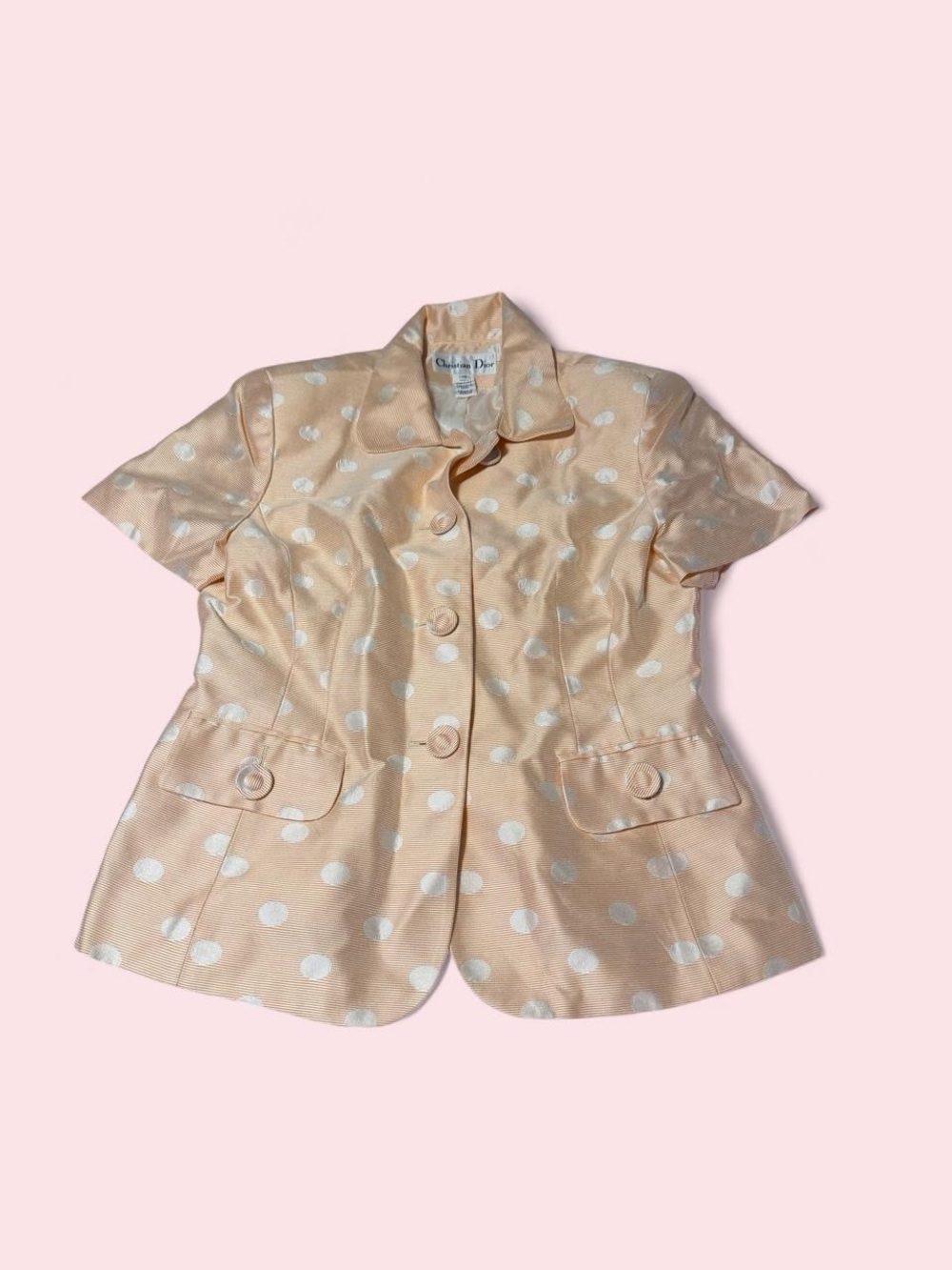 Vintage Dior Peach Polka Dot Short Sleeve Blazer